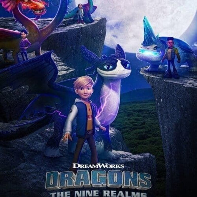 کارتون سریال Dragons The Nine Realms دی وی دی خانگی رایتی با کاور سیاه سفید