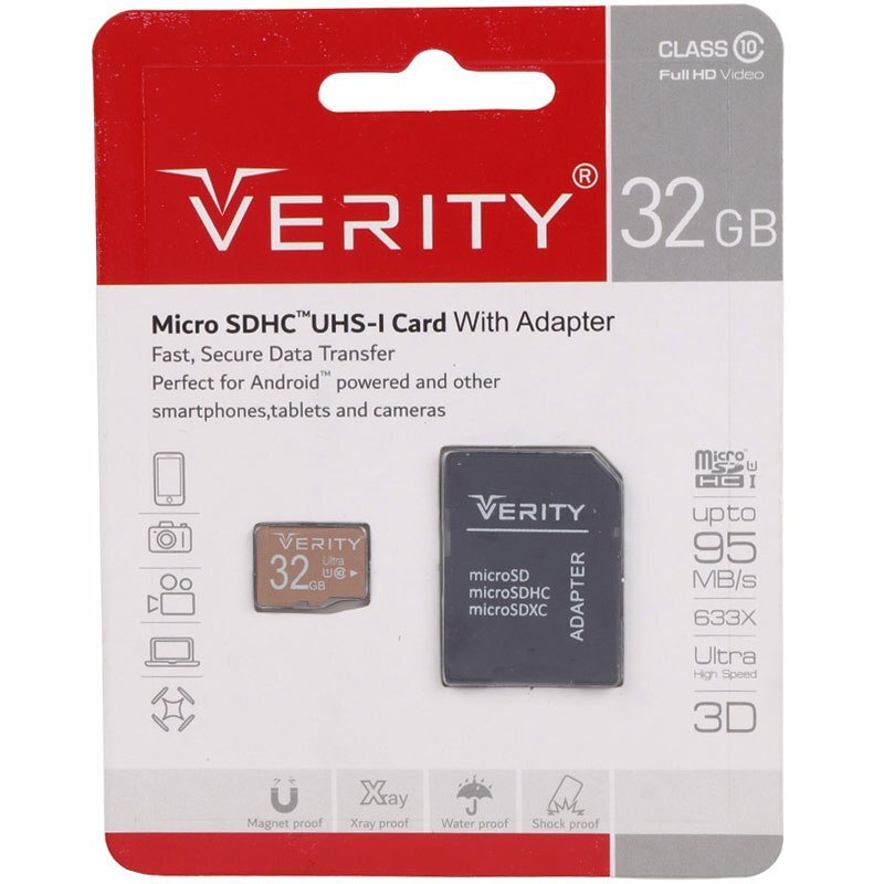 رم میکرو 32 گیگ وریتی Verity 633X U1 C10 95MB s با خشاب