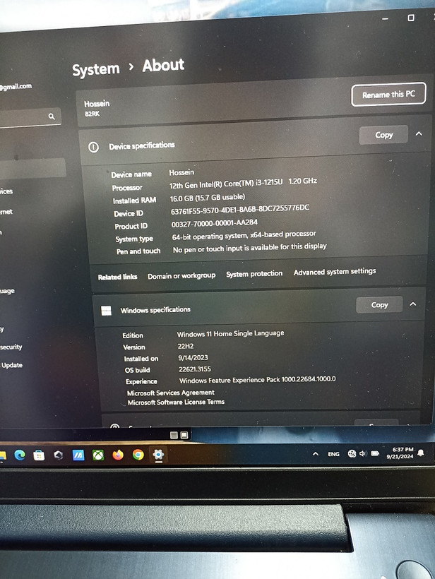 لپ تاپ 15.6 اینچی لنوو مدل IdeaPad 3 15IAU7-i3 1215U 16GB استوک